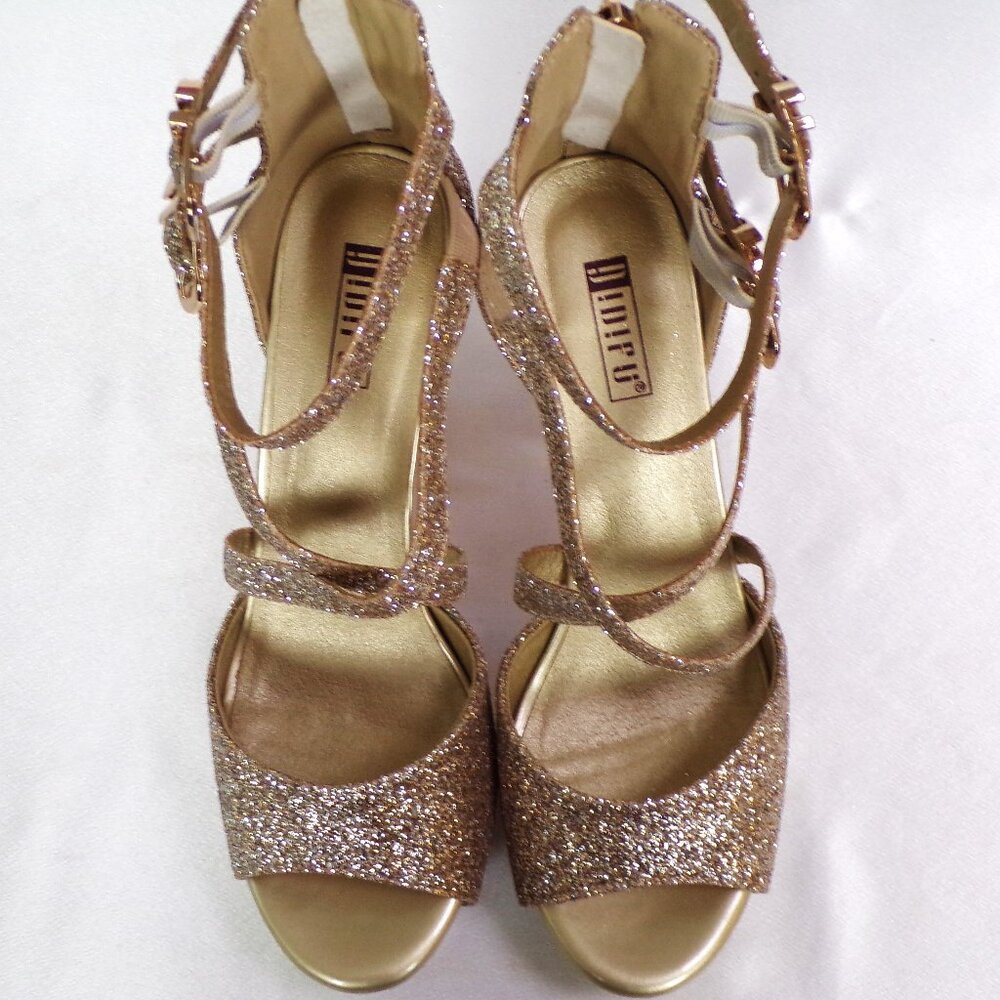 IDIFU Rose Gold Glitter Platform High Heel Sandals - Picture 11 of 15